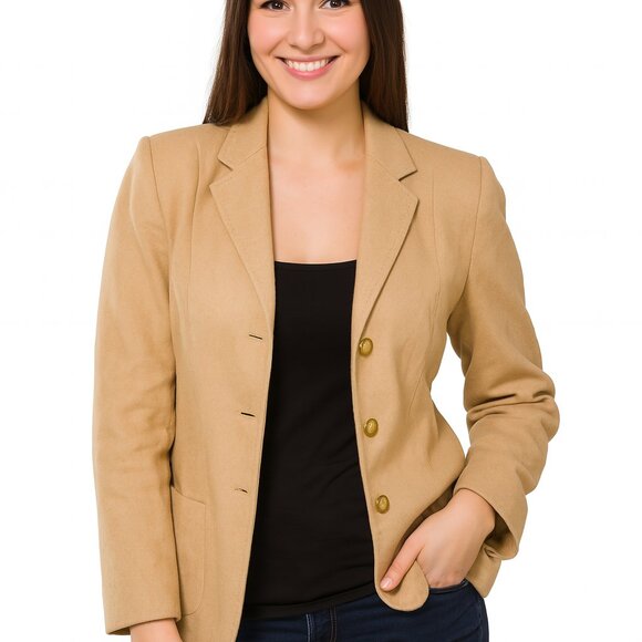 100% Camel Hair Jacket Blazer by Talbots size 10 4-button Womens Suit jacket - Picture 1 of 6